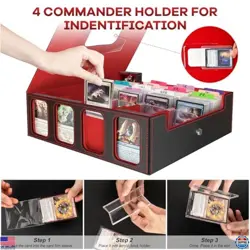 3200+ Card Storage Box for MTG - 30 Dividers, 4-Row Case with Handle & Windows - Image 4