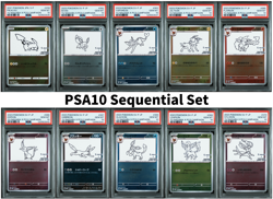 PSA 10 Yu Nagaba Eevee's + Pikachu Sequential Complete set Promo Pokemon Card - Image 1