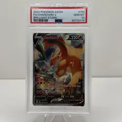 2022 Pokemon Brilliant Stars FA/Charizard V 154/172 Full Art PSA 10 - Image 1