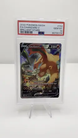2022 Pokemon Brilliant Stars FA/Charizard V 154/172 Full Art PSA 10 - Image 2