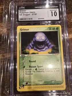 Pokemon Card Grimer CGC 10 Gem Mint, e-Reader EX Dragon 57/97, 2003 psa - Image 1