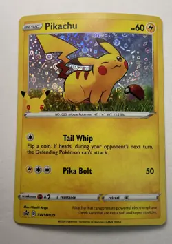 Pokemon Pikachu 25th Anniversary Stamped Holo Foil Promo Card Some Wear - Image 1