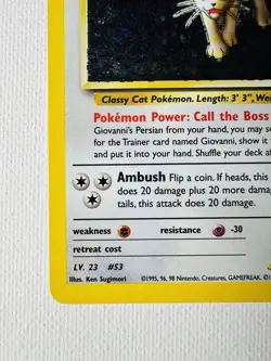 Vintage Pokemon Card WOTC Rare Holo GIOVANNI’S PERSIAN Gym Challenge 8/132 - Image 5