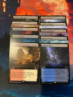 MTG Modern Horizons 3 Complete Set of all 10 Fetch Lands Extended Art - Image 1