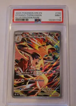 2025 POKEMON DRI EN-DESTINED RIVALS ILLUSTRATION RARE ETHAN'S TYPHLOSION PSA 9 - Image 1