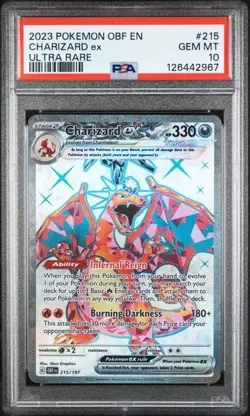 2023 POKEMON OBF EN-OBSIDIAN FLAMES ULTRA RARE #215 CHARIZARD EX PSA 10 (QT) - Image 1