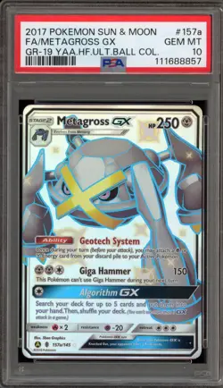 Pokemon Metagross GX Hidden Fates Ultra Ball Coll. Alt Art Promo #157a PSA 10 - Image 1