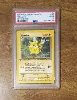 1999 Pokemon Jungle #60 Pikachu 1st Edition PSA 9 - Image 1