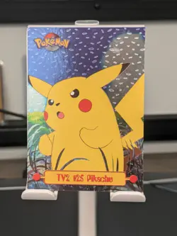 FOIL (BLACK EMBOSSED) NM PIKACHU TV2 POKEMON SERIES 1 TV TOPPS SILVER HOLO - Image 1