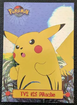 FOIL (BLACK EMBOSSED) NM PIKACHU TV2 POKEMON SERIES 1 TV TOPPS SILVER HOLO - Image 2