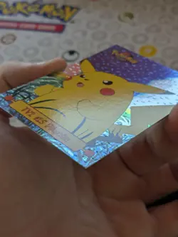 FOIL (BLACK EMBOSSED) NM PIKACHU TV2 POKEMON SERIES 1 TV TOPPS SILVER HOLO - Image 5