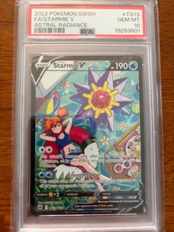 2022 POKEMON SWORD & SHIELD ASTRAL RADIANCE #TG13 FULL ART/STARMIE V PSA 10 - Image 1