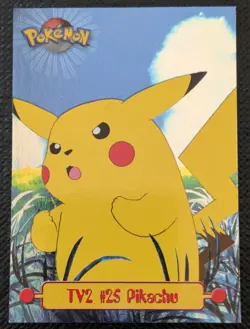 FOIL (BLUE FLAT) NM PIKACHU TV2 POKEMON SERIES 1 TV TOPPS SILVER HOLO - Image 2