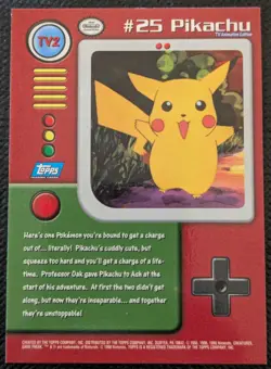 FOIL (BLUE FLAT) NM PIKACHU TV2 POKEMON SERIES 1 TV TOPPS SILVER HOLO - Image 3