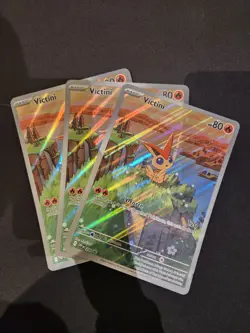 3x Pokemon Black Bolt White Flare Victini Promo #208 Illustration Rare JUMBO - Image 1