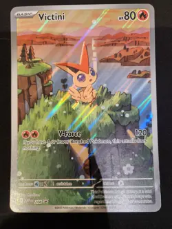 3x Pokemon Black Bolt White Flare Victini Promo #208 Illustration Rare JUMBO - Image 2