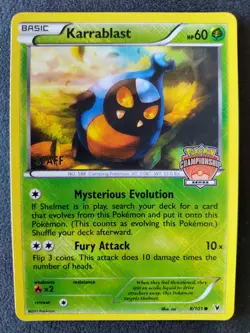 Pokemon Karrablast Staff Stamp Championship Series Promo 9/101 NM Card - Image 1