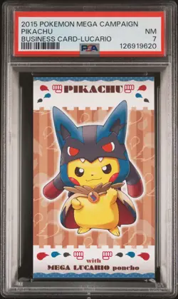 2015 POKEMON JPN STRONG CUTE PIKACHU MEGA CAMPAIGN BUSINESS CARDS PIKACHU PSA 7 - Image 1