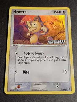 MEOWTH - 77/113 - EX Delta Species - 2005 - Holo - Vintage Pokemon Card - - Image 1
