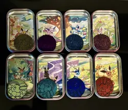 Full Pokemon Prismatic Evolutions Mini Tin Set (NO PACKS) w/ Coins & Art Cards - Image 2