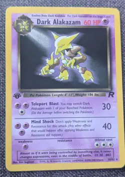 Pokemon Cards: Team Rocket 1st Edition Rare: Dark Alakazam 18/82 - Image 1