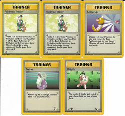Pokemon 5 Card Trainer Lot with Pokemon Trader & 1st Edition Recycle Used EX - Image 1