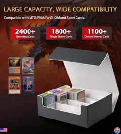 Ultimate Trading Card Storage Box - Holds 2400+ Cards, Leather Case for MTG, - Image 2