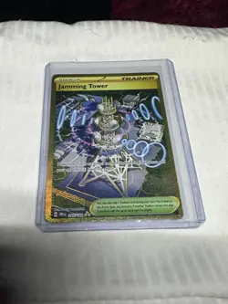 Pokemon TCG Jamming Tower Destined Rivals Gold Trainer Card 243/182 Holo - Image 1