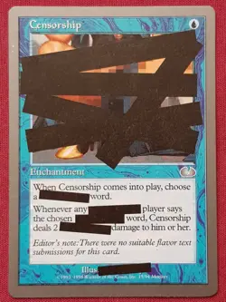 Magic The Gathering UNGLUED CENSORSHIP blue card MTG - Image 1