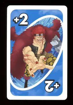 Eustass Kid BLUE +2 Draw Two ONE PIECE Mattel Orig. Japanese UNO Card NM - Image 1