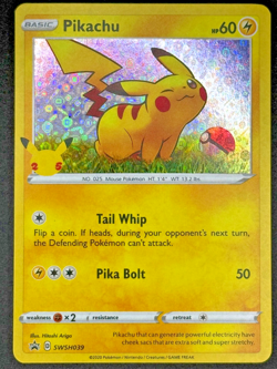 Pikachu SWSH039 Pokemon TCG SWSH: Sword & Shield Blackstar Promo Card LP - Image 1