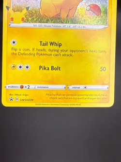 Pikachu SWSH039 Pokemon TCG SWSH: Sword & Shield Blackstar Promo Card LP - Image 4