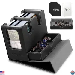 TiMOVO MTG Commander Deck Box - Leather Case for 400+ Cards, 6 Dividers, Dice - Image 1