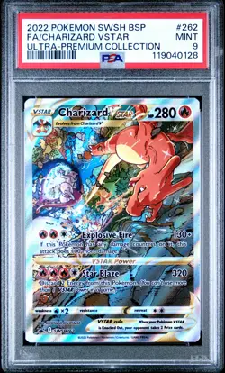 2022 POKEMON SWSH BLACK STAR PROMO #262 FULL ART/CHARIZARD VSTAR PSA 9 - Image 1