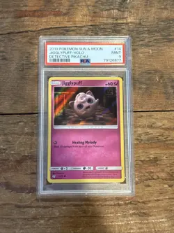 2019 POKEMON SUN & MOON DETECTIVE PIKACHU JIGGLYPUFF-HOLO #14 - PSA 9 MINT - Image 1
