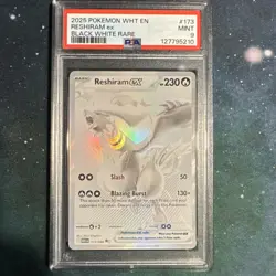 2025 POKEMON WHT EN-WHITE FLARE BLACK WHITE RARE #173 RESHIRAM EX PSA 9 - Image 1