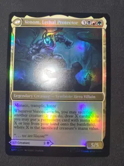 MTG Prerelease FOIL EDDIE BROCK VENOM LETHAL PROTECTOR Spider-Man PROMO - Image 2