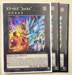 Yugioh! 3x K9-66X "Jacks" DOOD-EN047 Super Rare 1st Ed NM - Image 1