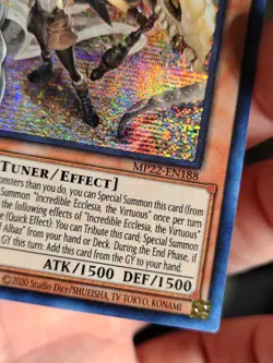 Yugioh - Incredible Ecclesia, The Virtuous MP22-EN188 1st Edition Secret Rare NM - Image 5