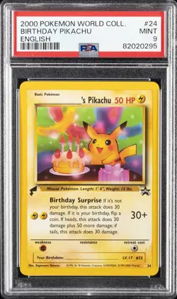 2000 POKEMON PIKACHU WORLD ENGLISH #24 BIRTHDAY PIKACHU PSA 9 - Image 1
