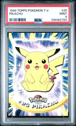 PSA 9 PIKACHU 25 (BLUE) TOPPS POKEMON TV ANIMATION SERIES 1 1999 *NON HOLO FOIL* - Image 1
