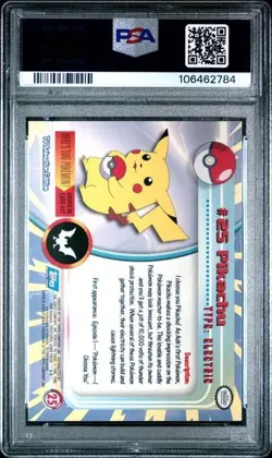 PSA 9 PIKACHU 25 (BLUE) TOPPS POKEMON TV ANIMATION SERIES 1 1999 *NON HOLO FOIL* - Image 2