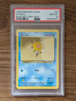 Pokemon Game Base PSA 10 Staryu #65 WOTC 1999-2000 UK 4TH PRINT UNLIMITED MINT - Image 1