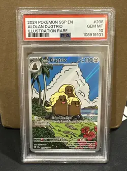 Pokemon SSP EN-SURGING SPARKS ILLUSTRATION RARE #208 ALOLAN DUGTRIO PSA 10 - Image 1