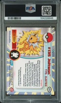 PSA 9 JOLTEON 135 TOPPS POKEMON TV ANIMATION SERIES 3 2000 *NON HOLO FOIL* - Image 2