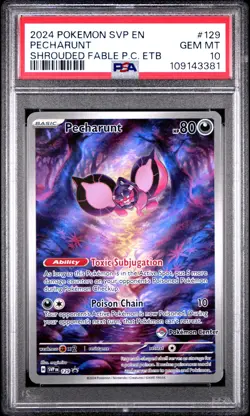 2024 POKEMON SHROUDED FABLE POKEMON CENTER ETB PROMO SVP #129 PECHARUNT PSA 10 - Image 1