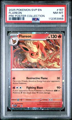 2025 POKEMON SVP EN-SV BLACK STAR PROMO #167 FLAREON PSA 8 - Image 1