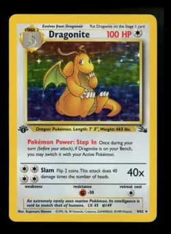 #4 1st Edition Dragonite 4/62 Fossil 1999 Holo Rare WOTC Pokemon Card TCG - Image 1