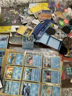 VTG Huge Collection Pokemon Cards Binders Sleeves Coins Holo Dice Manual Sticker - Image 2