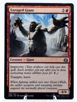 Enraged Giant #80 Aether Revolt Creature Magic Card in a Protective Sleeve - Image 1